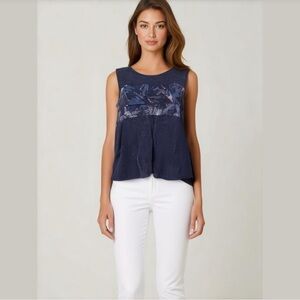 Apt. 9 Women's Blue Sequin Tank Top Size XL